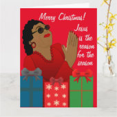 Red & Green American Großmutter Weihnachten Karte (Gelbe Blume)