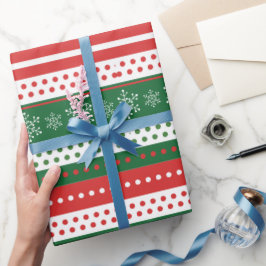 Red Green and Blue Festive Christmas Pattern Geschenkpapier