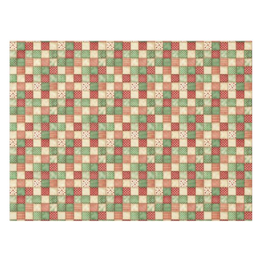 Red Green and Cream Patchwork Quilt Look Tischdecke (Vorderseite (Horizontal))