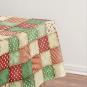 Red Green and Cream Patchwork Quilt Look Tischdecke (Beispiel)