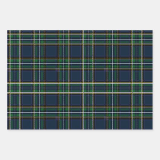 Red, Green, and Grey Tartan Wrapping Paper Flat Geschenkpapier Set (Vorderseite 2)