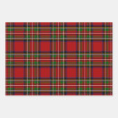 Red, Green, and Grey Tartan Wrapping Paper Flat Geschenkpapier Set (Vorderseite)