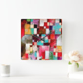 Red Green and Violet, Paul Klee Quadratische Wanduhr (Zuhause)