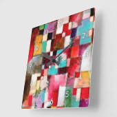 Red Green and Violet, Paul Klee Quadratische Wanduhr (Winkel)