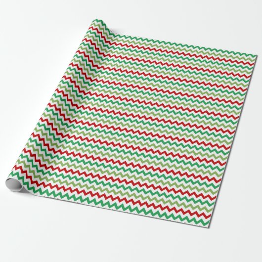 Red Green and White Zigzag Geschenkpapier (Ungerollt)