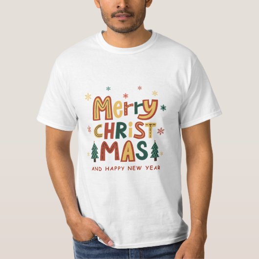 Red, Green and Yellow Illustrative Christmas  T-Shirt (Vorderseite)