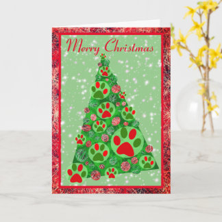 Red Green Animal Paw Weihnachtsbaumdekor Karte