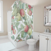Red Green Apfel Frucht Muster Wasserfarbe Rustikal Duschvorhang (Beispiel)