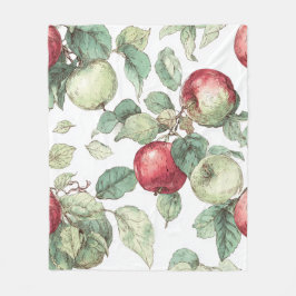 Red Green Apfel Frucht Muster Wasserfarbe Rustikal Fleecedecke