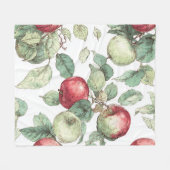Red Green Apfel Frucht Muster Wasserfarbe Rustikal Fleecedecke (Vorderseite (Horizontal))