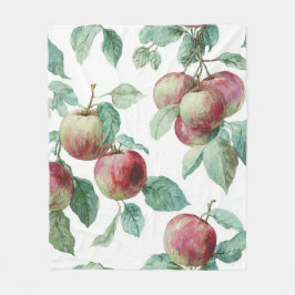 Red Green Apfel Frucht Muster Wasserfarbe Rustikal Fleecedecke
