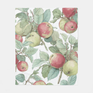 Red Green Apfel Frucht Muster Wasserfarbe Rustikal Fleecedecke