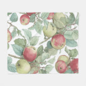 Red Green Apfel Frucht Muster Wasserfarbe Rustikal Fleecedecke (Vorderseite (Horizontal))