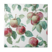 Red Green Apfel Frucht Muster Wasserfarbe Rustikal Fliese (Vorderseite)