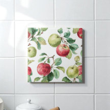 Red Green Apfel Frucht Muster Wasserfarbe Rustikal