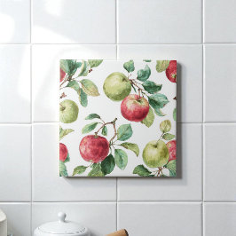 Red Green Apfel Frucht Muster Wasserfarbe Rustikal Fliese