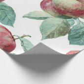 Red Green Apfel Frucht Muster Wasserfarbe Rustikal Geschenkpapier (Ecke)