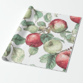 Red Green Apfel Frucht Muster Wasserfarbe Rustikal Geschenkpapier (Ungerollt)