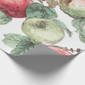 Red Green Apfel Frucht Muster Wasserfarbe Rustikal Geschenkpapier (Ecke)