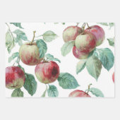Red Green Apfel Frucht Muster Wasserfarbe Rustikal Geschenkpapier Set (Vorderseite 3)