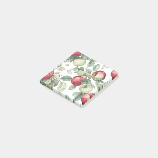 Red Green Apfel Frucht Muster Wasserfarbe Rustikal Post-it Klebezettel (angewinkelt)