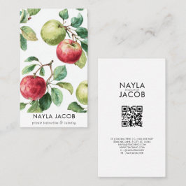 Red Green Apfel Frucht Muster Wasserfarbe Rustikal Visitenkarte