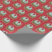 Red Green Art Nouveau Weihnachtsverpackung Geschenkpapier (Ecke)