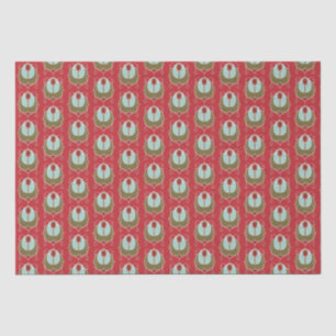Red Green Art Nouveau Weihnachtswappenpapier Seidenpapier