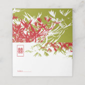 Red Green Bamboo Blätter Double Xi Chinesisch Hoch Platzkarte (Außenseite Aufgefaltet)