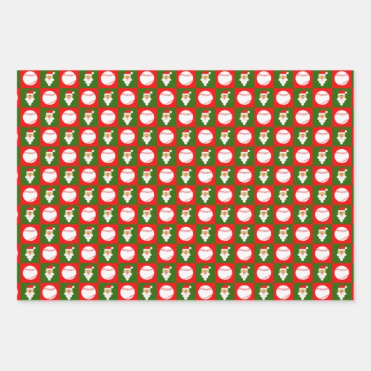 Red & Green Baseball & Santa Matching Weihnachten Geschenkpapier Set (Vorderseite)