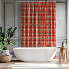 Red Green Bath Curtain Timeless Christmas Accent Duschvorhang