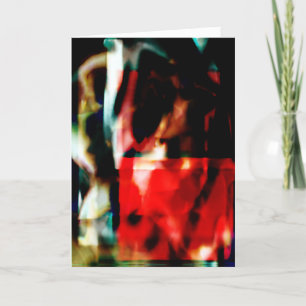 Red Green Black Filmy Floral Abstract Design Karte