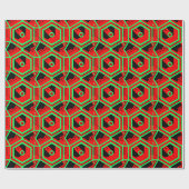Red Green & Black Geometric 4Justine Geschenkpapier (Flach)