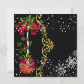 Red green Black Snowflake Weihnachts-Dinner Party Einladung (Rückseite)