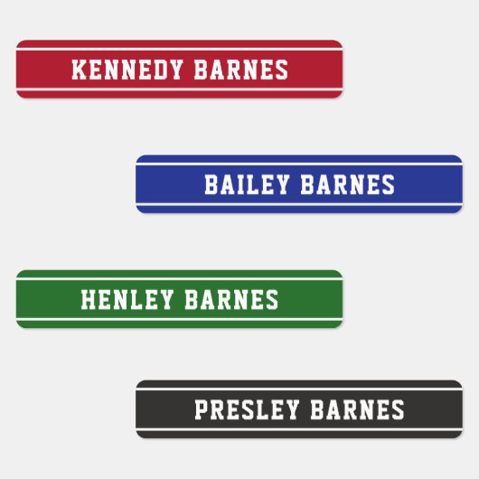 Red Green Blue Black Sporty zurück zum Schulnamen Etiketten (Gruppe)