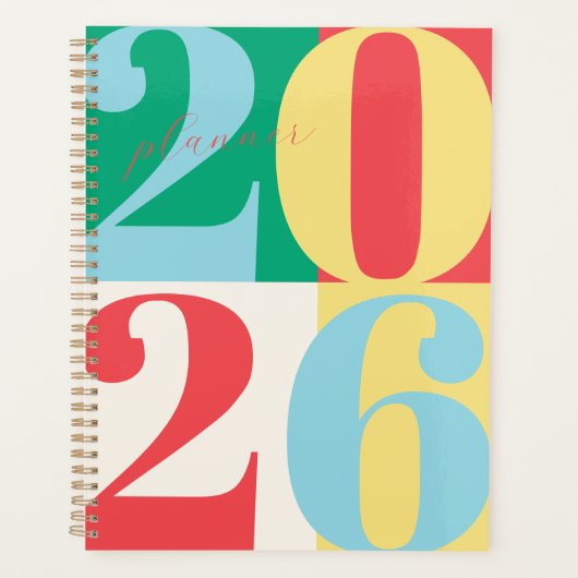 Red Green Blue Bold Year Color Block Planner Planer (Vorderseite)