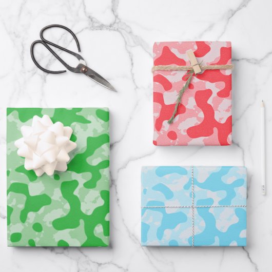 Red Green & Blue Camouflage Camouflage Geschenkpapier Set (Vorderseite)
