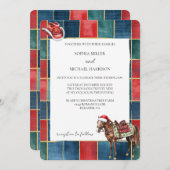 Red Green Blue Christmas Cowboy Horse Wedding Einladung (Vorne/Hinten)