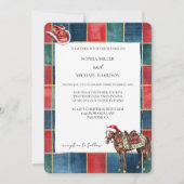 Red Green Blue Christmas Cowboy Horse Wedding Einladung (Vorderseite)