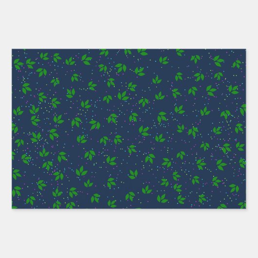 Red Green Blue Festive Saisonleaf Muster Geschenkpapier Set (Vorderseite 2)