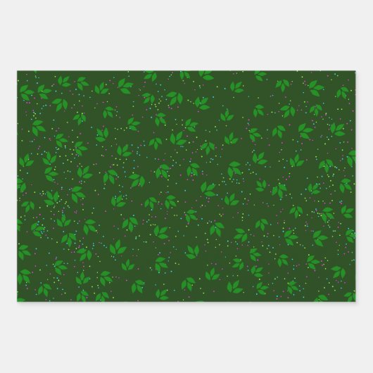 Red Green Blue Festive Saisonleaf Muster Geschenkpapier Set (Vorderseite)