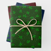 Red Green Blue Festive Saisonleaf Muster Geschenkpapier Set (Beispiel)