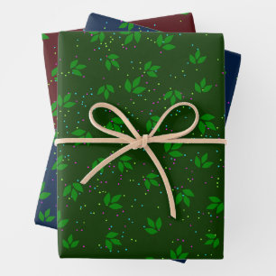 Red Green Blue Festive Saisonleaf Muster Geschenkpapier Set