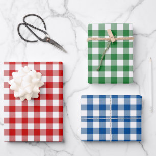 Red Green Blue Holiday Kariert Geschenkpapier Set