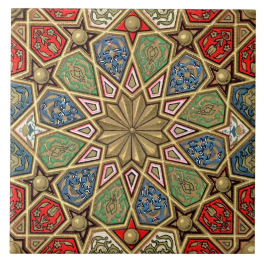 Red Green Blue Imitate Gold Arabic Art Patches Fliese (Vorderseite)