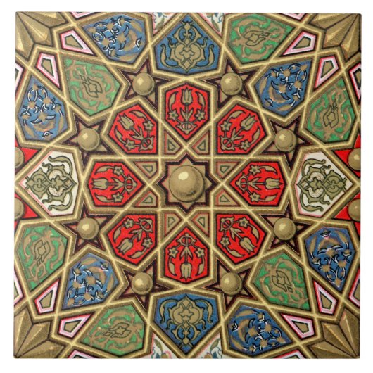 Red Green Blue Imitate Gold Arabic Art Patches Fliese (Vorderseite)