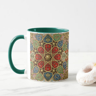 Red Green Blue Imitate Gold Arabic Art Patches Tasse