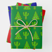 Red Green Blue Niedlich Tree Cactus Funny Christma Geschenkpapier Set (Beispiel)
