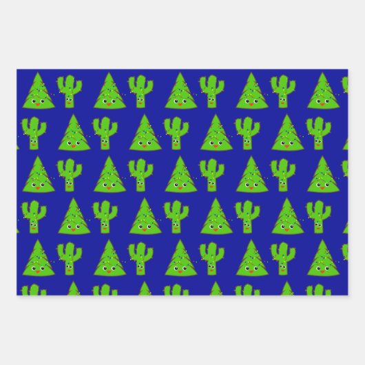 Red Green Blue Niedlich Tree Cactus Funny Christma Geschenkpapier Set (Vorderseite 3)