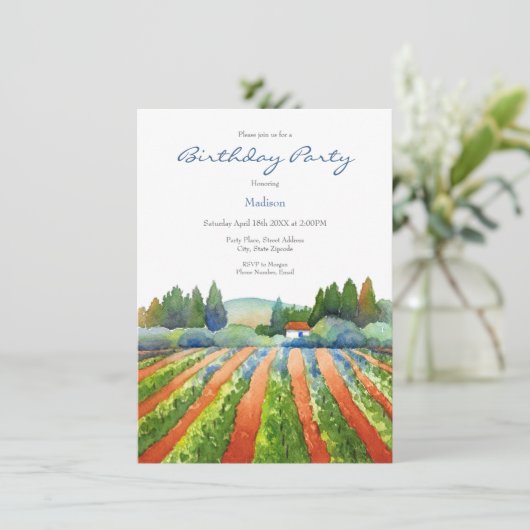 Red Green Blue Vineyard Einladung (Stehend Vorderseite)